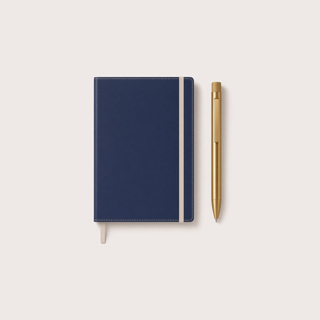 A5 Lined Notebook with Beatriz Pen – Gold