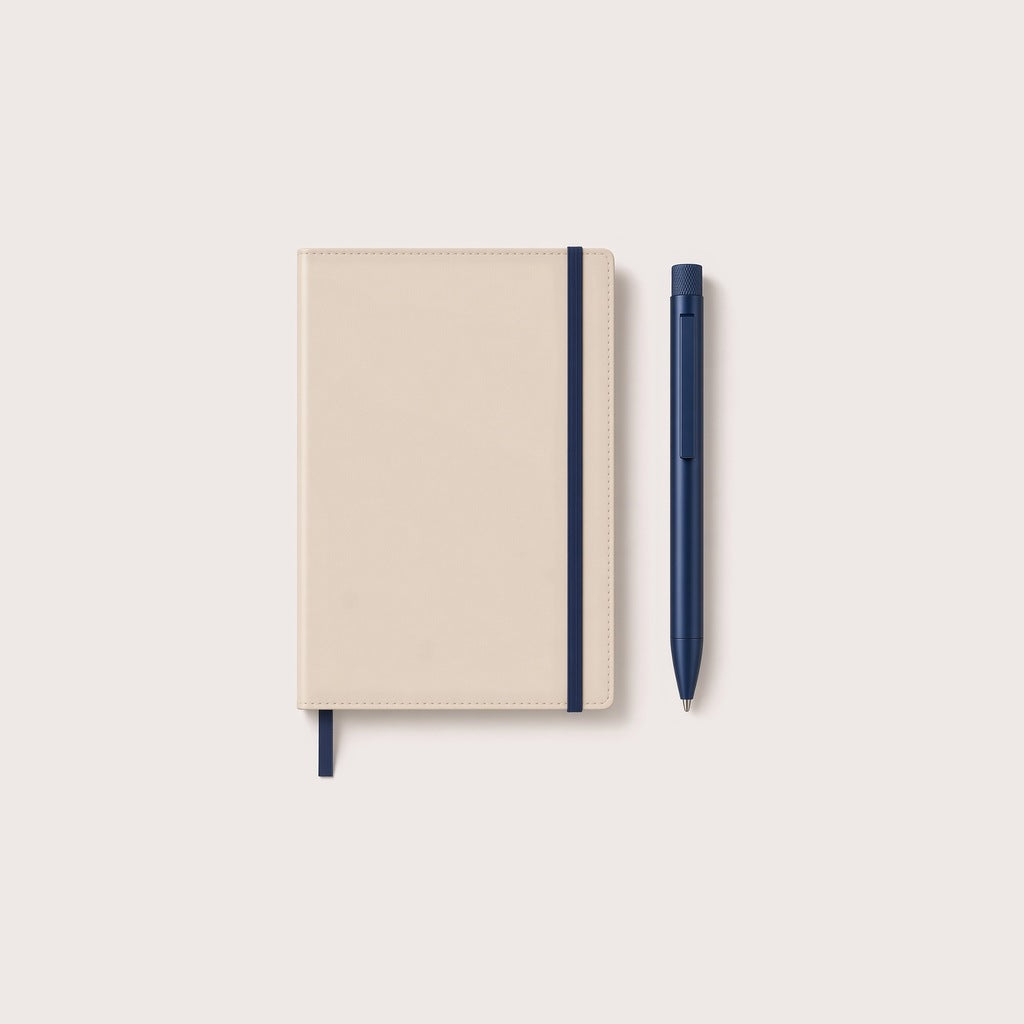 A5 Lined Notebook with Beatriz Pen – Navy
